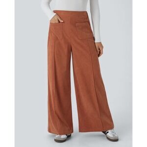 Halara Pants Womens Medium Burnt Orange AuraCord Cloud Wide Leg‎ Corduroy Lounge